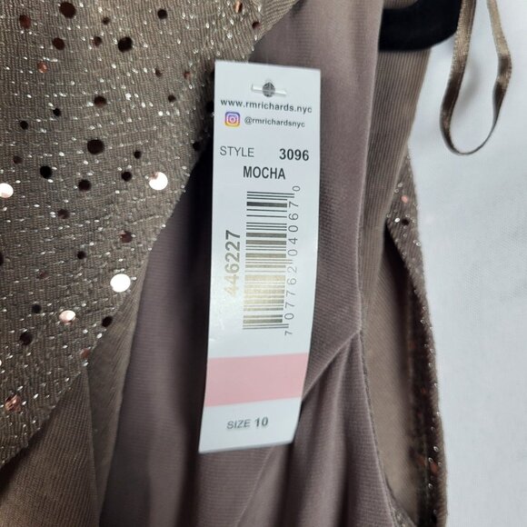 R&M Richards Sequined Jumpsuit Women's 10 Beige Wide Leg One Shoulder Formal NWT - Picture 9 of 11